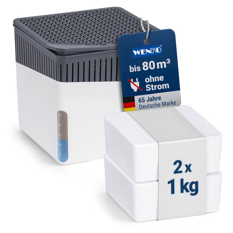 Produktbild: Raumentfeuchter Mod. Cube Wei&szlig; 1000 g mit Nachf&uuml;ller, beugt Schimmel und Ger&uuml;chen vor