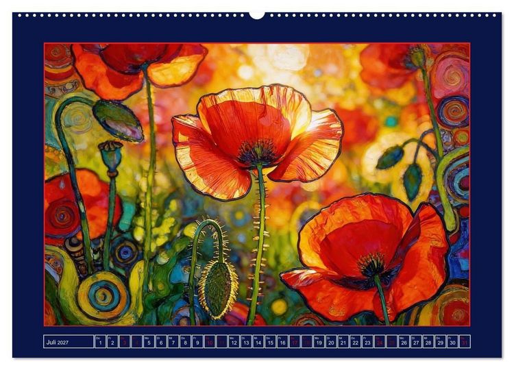 Produktbild: Bl&uuml;ten im verspielten Jugendstil (hochwertiger Premium Wandkalender 2027 DIN A2 quer), Kunstdruck in Hochglanz