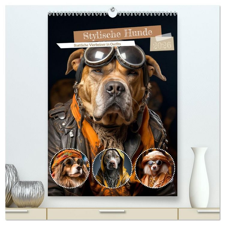 Produktbild: Stylische Hunde (hochwertiger Premium Wandkalender 2026 DIN A2 hoch), Kunstdruck in Hochglanz