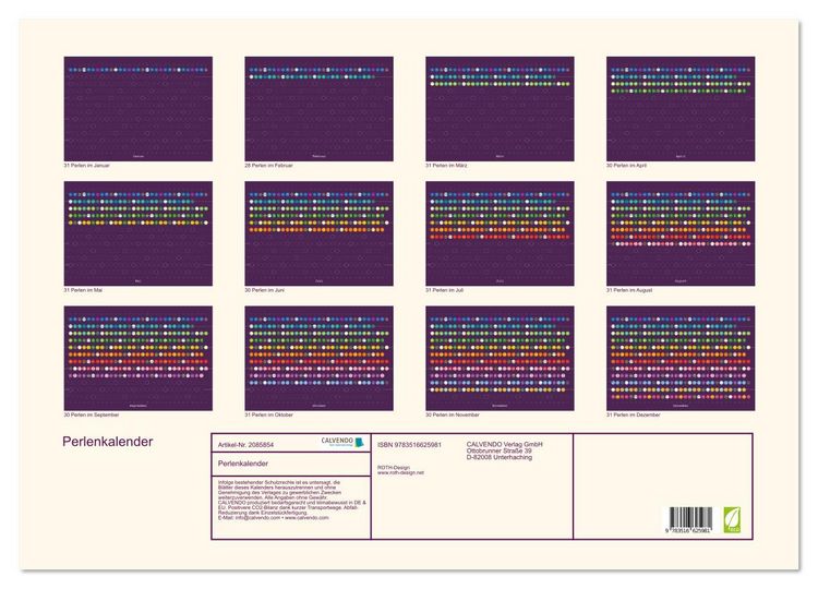 Produktbild: Perlenkalender (Wandkalender 2026 DIN A2 quer), CALVENDO Monatskalender