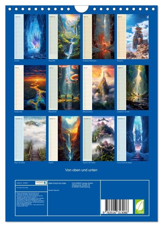 Produktbild: Von oben und unten (Wandkalender 2026 DIN A4 hoch), CALVENDO Monatskalender
