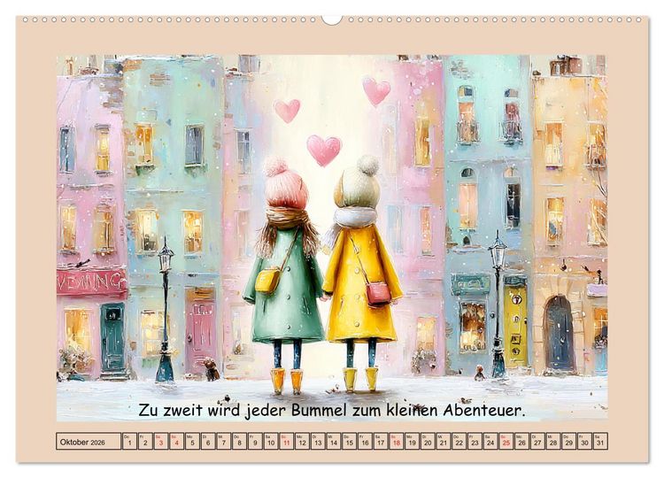 Produktbild: Herzensmomente. Beste Freundinnen in Liebe verbunden (hochwertiger Premium Wandkalender 2026 DIN A2 quer), Kunstdruck in Hochglanz