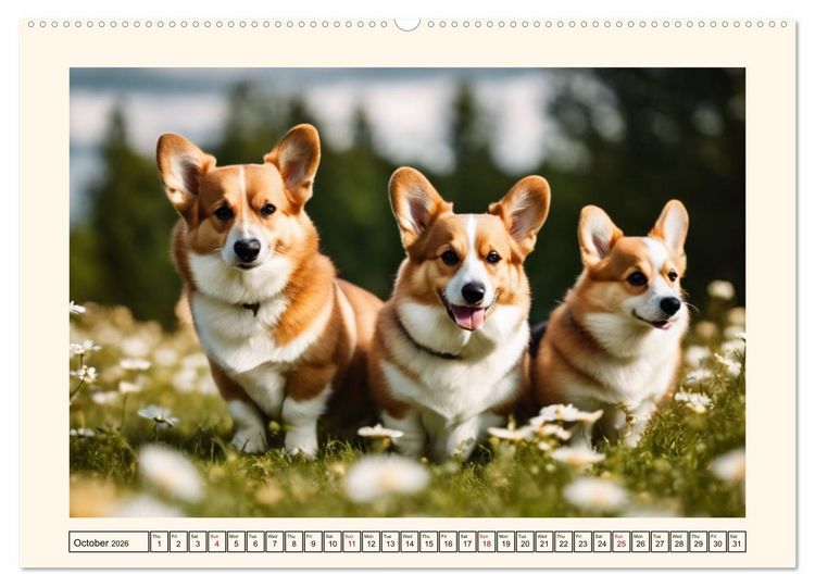 Produktbild: Welsh Corgi Pembroke (High Quality Premium Wall Calendar 2026 DIN A2 landscape),CALVENDO 12 Month Wall Calendar