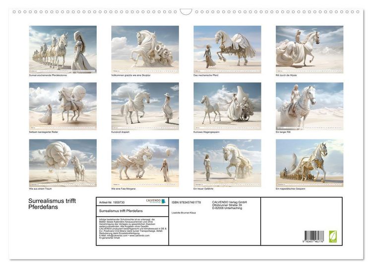 Produktbild: Surrealismus trifft Pferdefans (Wandkalender 2026 DIN A2 quer), CALVENDO Monatskalender