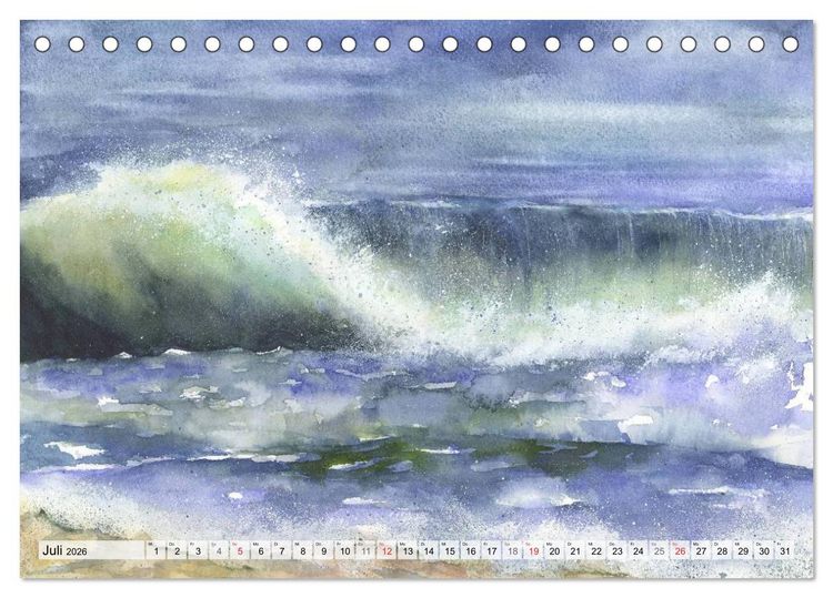Produktbild: Komm mit ans Meer &ndash; Aquarelle (Tischkalender 2026 DIN A5 quer), CALVENDO Monatskalender