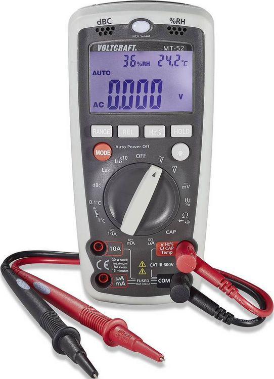 Produktbild: VOLTCRAFT MT-52 Hand-Multimeter digital Umwelt-Messfunktion CAT III 600 V Anzeige (Counts): 4000