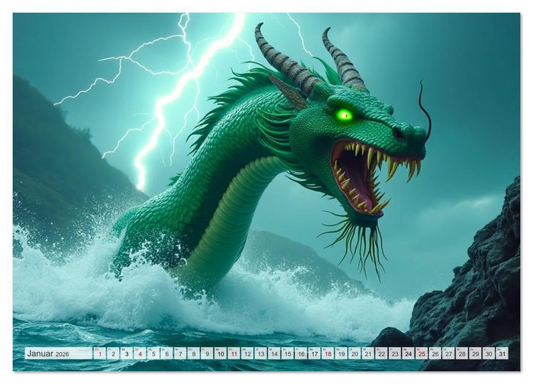Produktbild: Chinesische Mythologie - G&ouml;tter, Helden und Monster (Wandkalender 2026 DIN A3 quer), CALVENDO Monatskalender