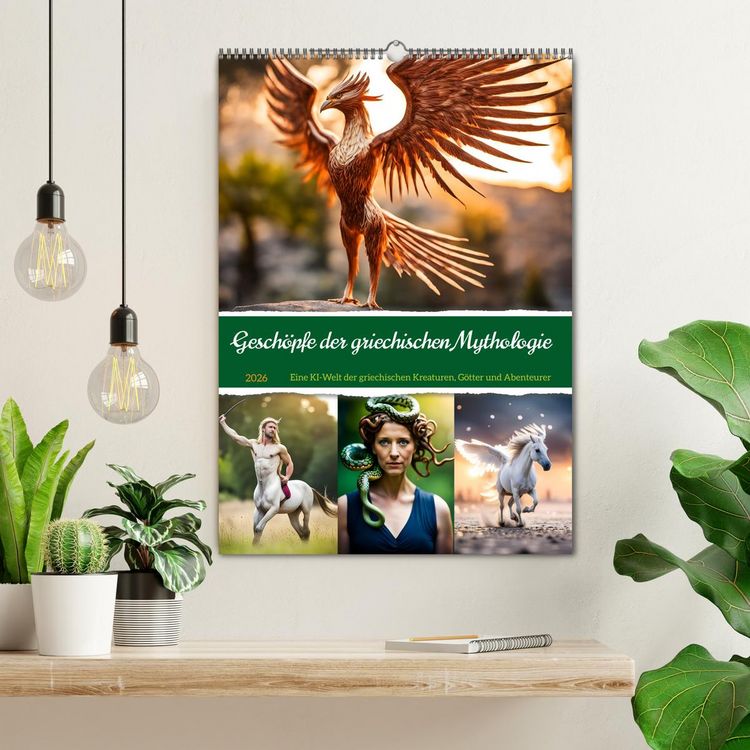 Produktbild: Gesch&ouml;pfe der griechischen Mythologie - Eine KI-Welt der griechischen G&ouml;tter, Kreaturen und Abenteurer (Wandkalender 2026 DIN A2 hoch), CALVENDO Monatskalender