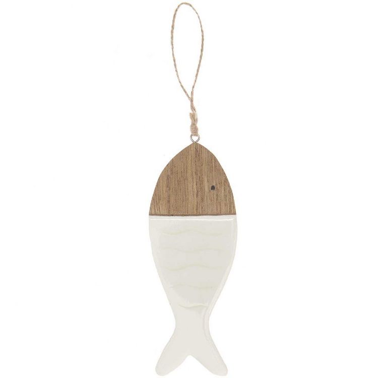Produktbild: Holzh&auml;nger Fisch, Natur/Wei&szlig;, 14 x 5,5 x 1 cm