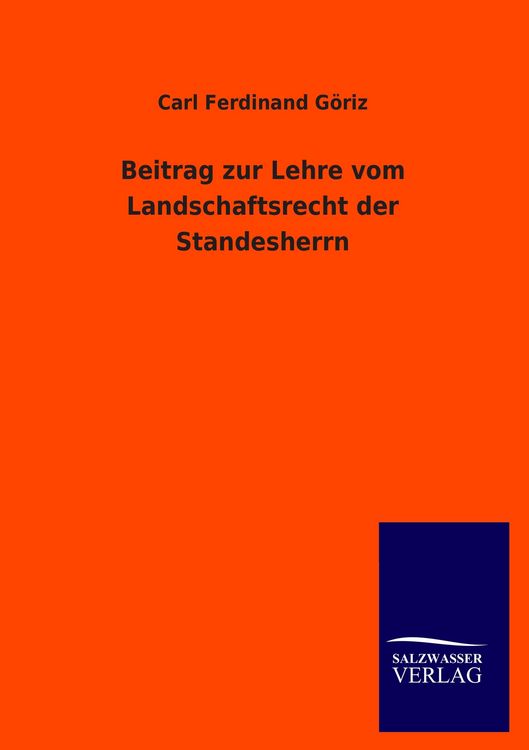 Produktbild: Beitrag zur Lehre vom Landschaftsrecht der Standesherrn