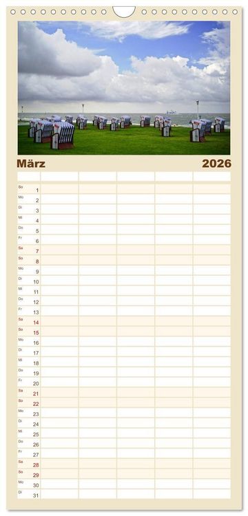 Produktbild: Familienplaner 2026 - Norderney - von barfu&szlig; bis Lackschuh mit 5 Spalten (Wandkalender, 21 x 45 cm) CALVENDO