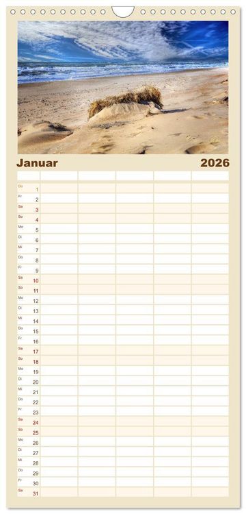 Produktbild: Familienplaner 2026 - Nordsee-D&uuml;nen mit 5 Spalten (Wandkalender, 21 x 45 cm) CALVENDO