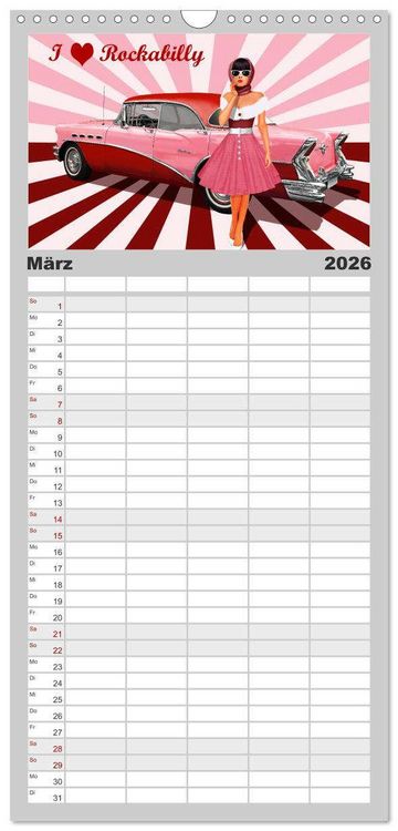 Produktbild: Familienplaner 2026 - Pin-Up Girls im Retro Style by Mausopardia mit 5 Spalten (Wandkalender, 21 x 45 cm) CALVENDO