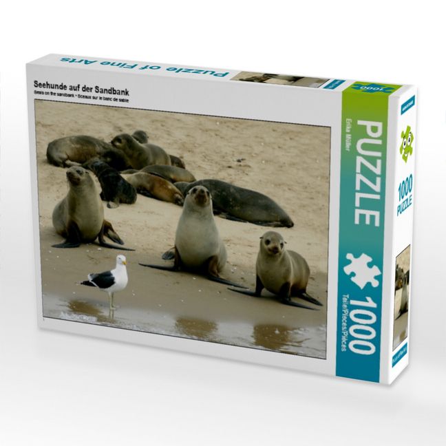 Produktbild: CALVENDO Puzzle Seehunde auf der Sandbank 1000 Teile Puzzle quer | 1000 Teile Lege-Gr&ouml;&szlig;e 64 &times; 48 cm Foto-Puzzle f&uuml;r gl&uuml;ckliche Stunden