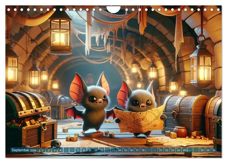 Produktbild: Fl&uuml;gel der Nacht: Abenteuer der kleinen Vampire (Wandkalender 2026 DIN A4 quer), CALVENDO Monatskalender