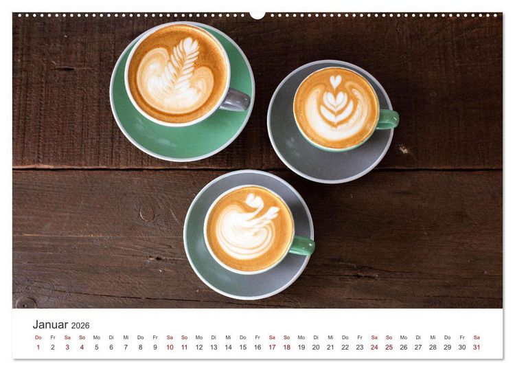 Produktbild: Kaffeekunst - Purer Genuss (Wandkalender 2026 DIN A2 quer), CALVENDO Monatskalender