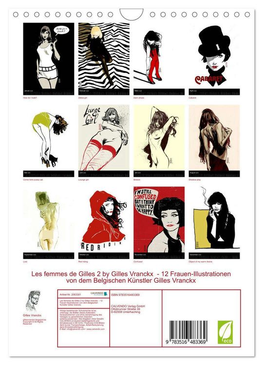 Produktbild: Les femmes de Gilles 2 by Gilles Vranckx - 12 Frauen-Illustrationen von dem Belgischen K&uuml;nstler Gilles Vranckx (Wandkalender 2026 DIN A4 hoch), CALVENDO Monatskalender