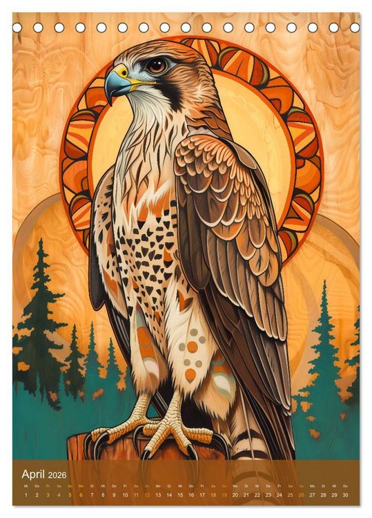 Produktbild: Totem-Tiere - Mythische Illustrationen von Krafttieren (Tischkalender 2026 DIN A5 hoch), CALVENDO Monatskalender