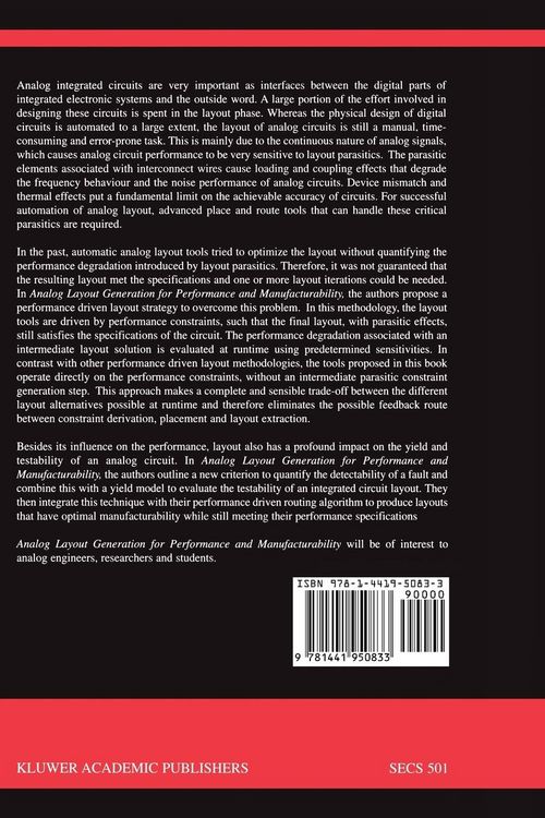 Produktbild: Analog Layout Generation for Performance and Manufacturability