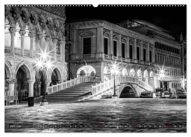 Produktbild: Leuchtendes Venedig &hellip;in monochrom (Wandkalender 2026 DIN A2 quer), CALVENDO Monatskalender