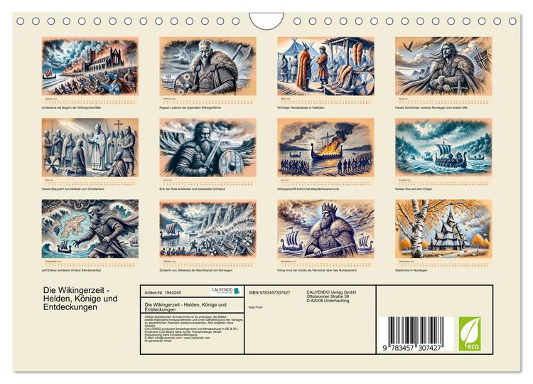Produktbild: Die Wikingerzeit - Helden, K&ouml;nige und Entdeckungen (Wandkalender 2026 DIN A4 quer), CALVENDO Monatskalender