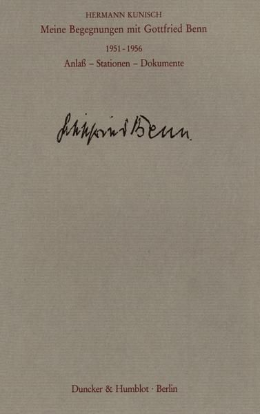 Produktbild: Meine Begegnungen mit Gottfried Benn. 1951&ndash;1956.