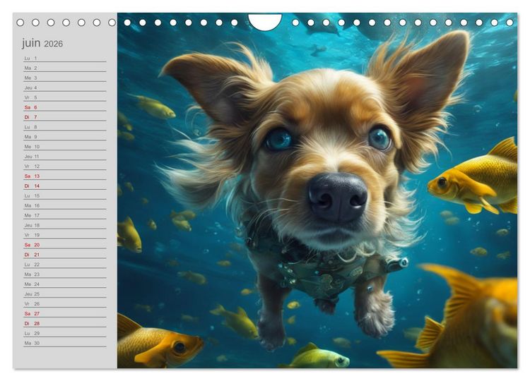 Produktbild: Chiens : les nageurs intr&eacute;pides (Calendrier mural 2026 DIN A4 vertical), CALVENDO calendrier mensuel