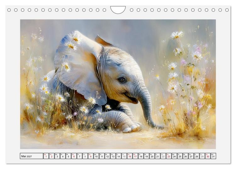 Produktbild: Elefanten. Graue Riesenbabys im Grasland (Wandkalender 2027 DIN A4 quer), CALVENDO Monatskalender