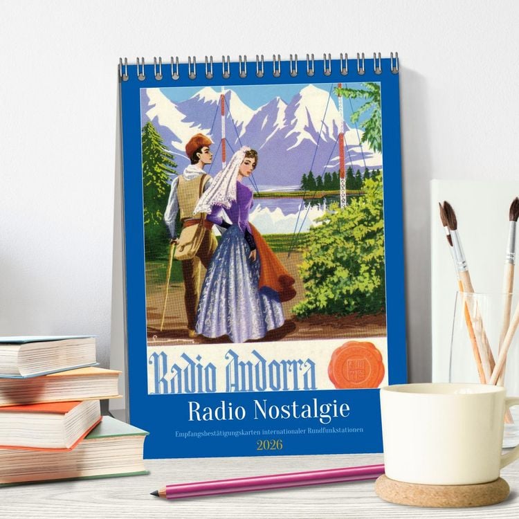 Produktbild: Radio Nostalgie - Empfangsbest&auml;tigungskarten internationaler Rundfunkstationen (Tischkalender 2026 DIN A5 hoch), CALVENDO Monatskalender