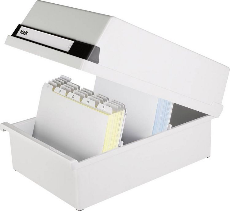Produktbild: HAN 955-11 955-11 Karteikasten Lichtgrau max. Anzahl der Karten: 1.300 Karten DIN A5 quer