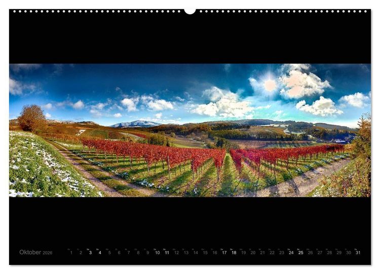 Produktbild: Markgr&auml;flerland-Panoramen - Vier Jahreszeiten in der Toskana Deutschlands (hochwertiger Premium Wandkalender 2026 DIN A2 quer), Kunstdruck in Hochglanz