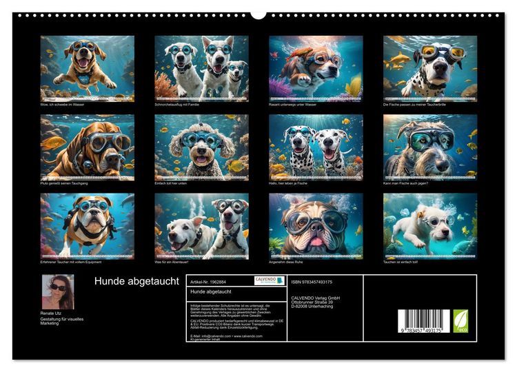 Produktbild: Hunde abgetaucht (hochwertiger Premium Wandkalender 2026 DIN A2 quer), Kunstdruck in Hochglanz