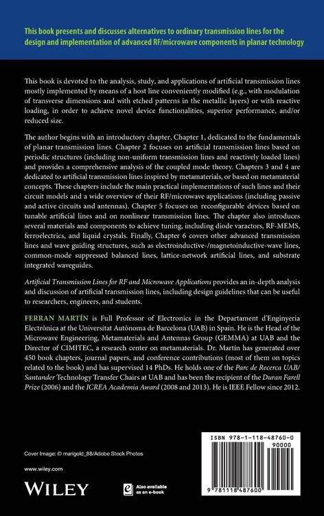 Produktbild: Artificial Transmission Lines for RF and Microwave Applications