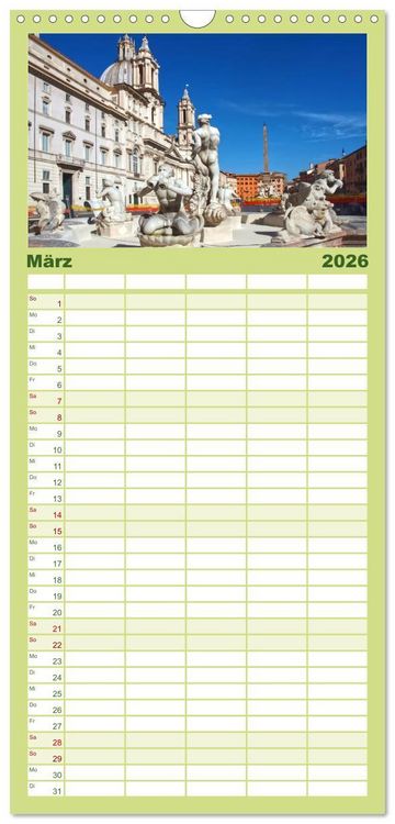Produktbild: Familienplaner 2026 - In Liebe Dein Rom mit 5 Spalten (Wandkalender, 21 x 45 cm) CALVENDO