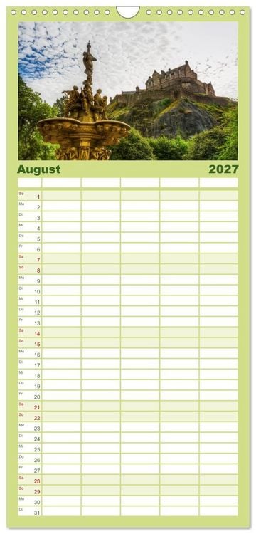 Produktbild: Familienplaner 2027 - Edinburgh - Impressionen aus der schottischen Hauptstadt mit 5 Spalten (Wandkalender, 21 x 45 cm) CALVENDO