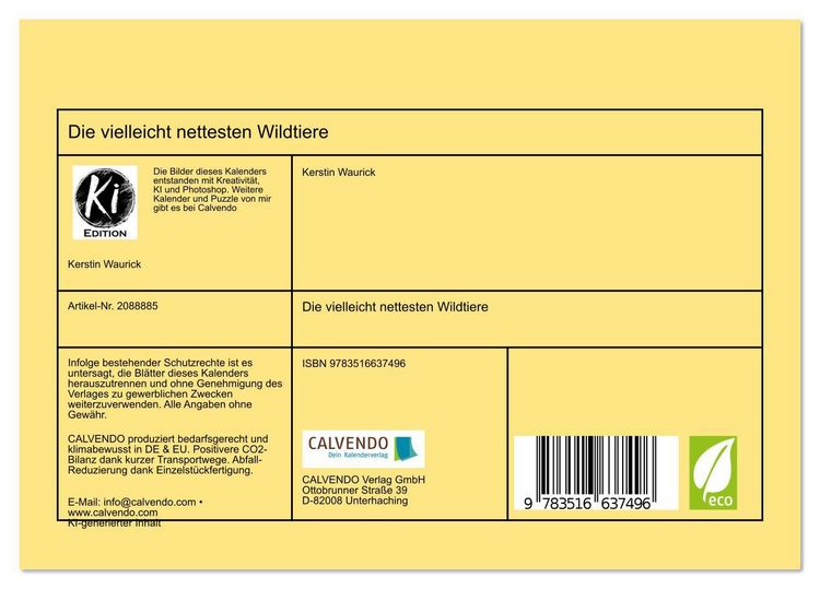 Produktbild: Die vielleicht nettesten Wildtiere (Tischkalender 2026 DIN A5 quer), CALVENDO Monatskalender