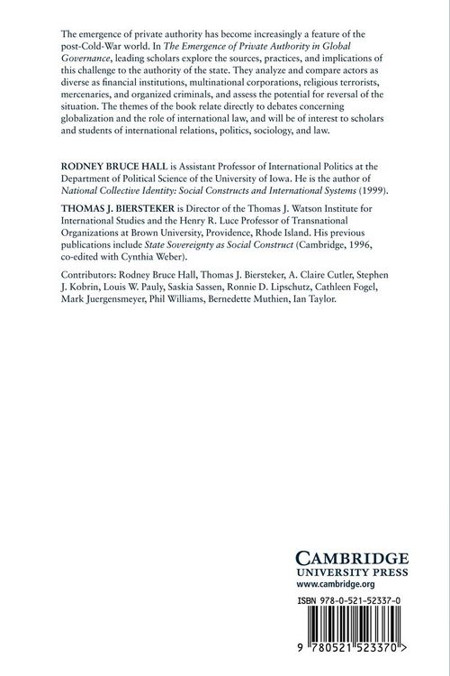 Produktbild: The Emergence of Private Authority in Global Governance