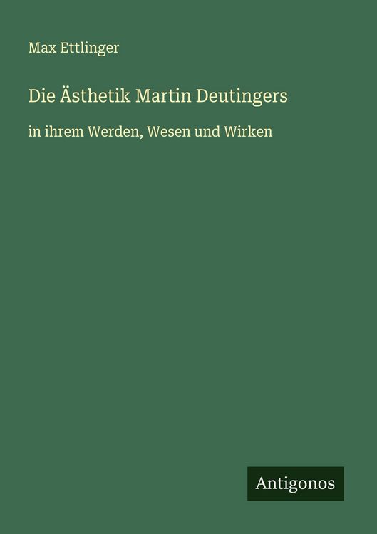 Produktbild: Die &Auml;sthetik Martin Deutingers