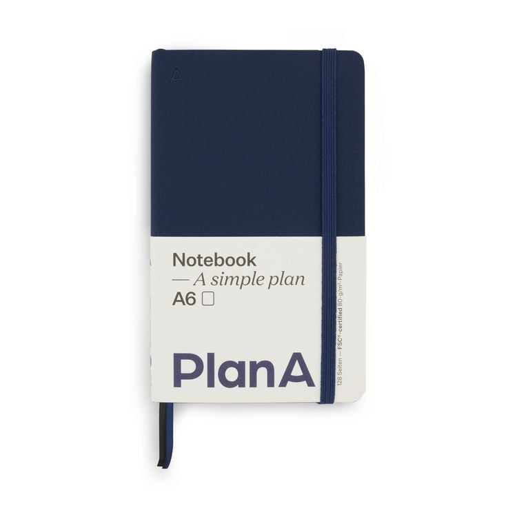 Produktbild: Notizbuch A6 Softcover Navy Blue Blanko, 128 Seiten