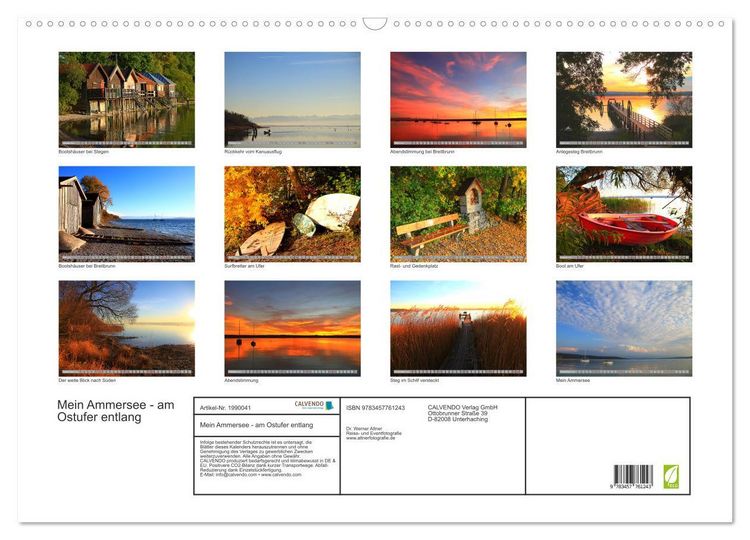 Produktbild: Mein Ammersee - am Ostufer entlang (Wandkalender 2026 DIN A2 quer), CALVENDO Monatskalender