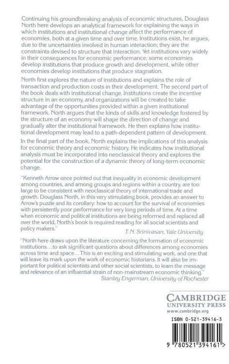 Produktbild: Institutions, Institutional Change and Economic Performance