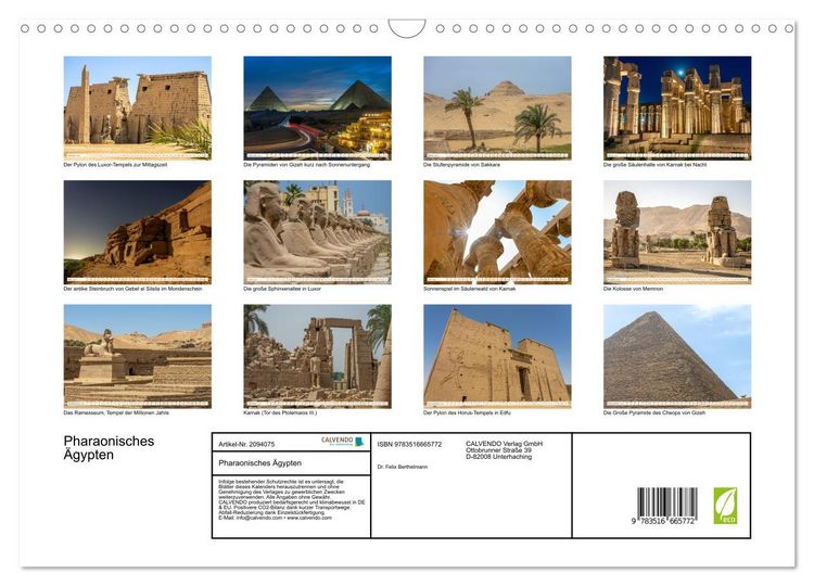 Produktbild: Pharaonisches &Auml;gypten (Wandkalender 2026 DIN A3 quer), CALVENDO Monatskalender