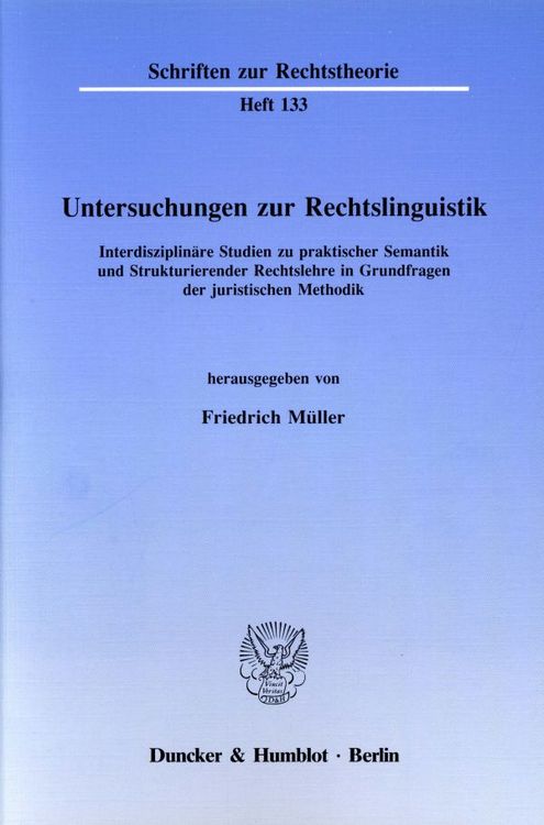 Produktbild: Untersuchungen zur Rechtslinguistik.