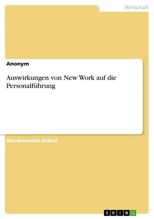 Produktbild: Auswirkungen von New Work auf die Personalf&uuml;hrung