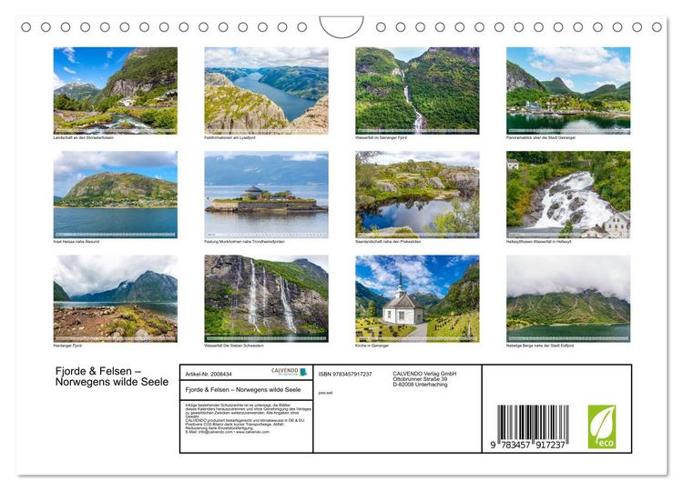 Produktbild: Fjorde & Felsen &ndash; Norwegens wilde Seele (Wandkalender 2026 DIN A4 quer), CALVENDO Monatskalender