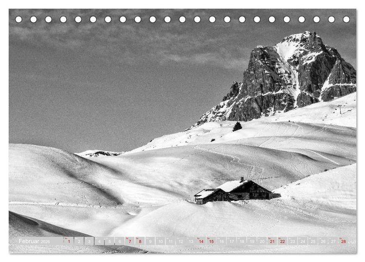 Produktbild: Arlberg black and white (Tischkalender 2026 DIN A5 quer), CALVENDO Monatskalender