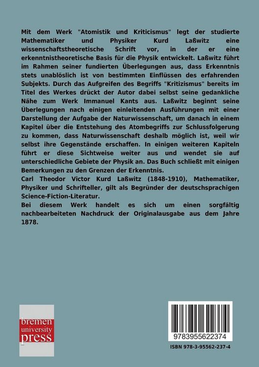 Produktbild: Atomistik und Kriticismus