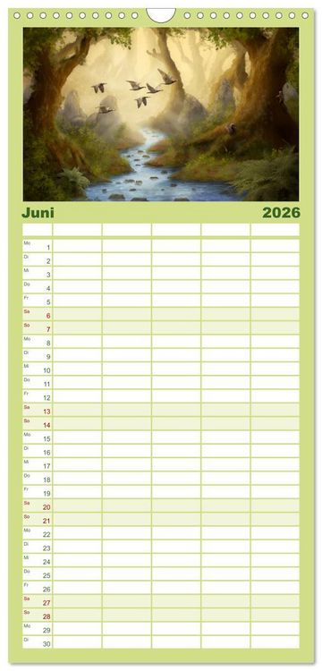 Produktbild: Familienplaner 2026 - Geheimnisse des alten Waldes mit 5 Spalten (Wandkalender, 21 x 45 cm) CALVENDO