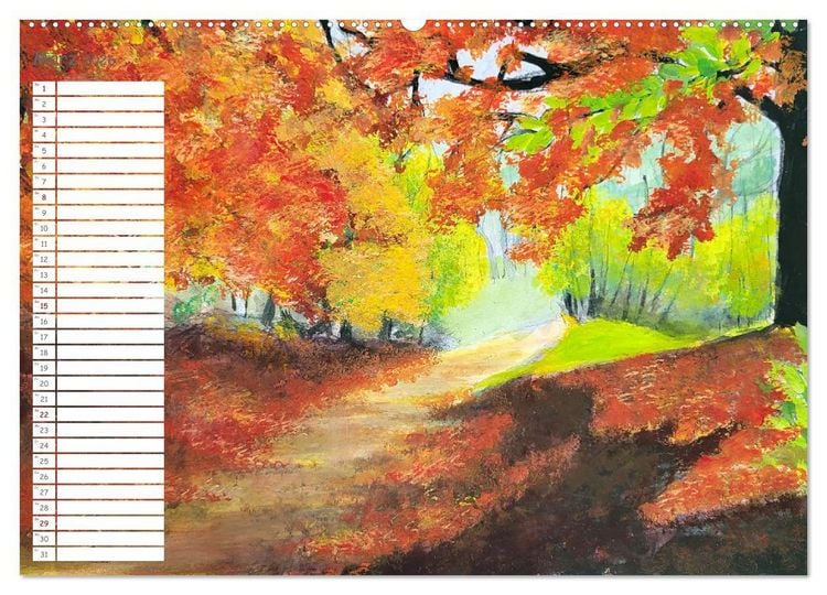Produktbild: Gemalte Herbsttr&auml;ume - Eine malerische Reise in bunte Herbstlandschaften (hochwertiger Premium Wandkalender 2026 DIN A2 quer), Kunstdruck in Hochglanz