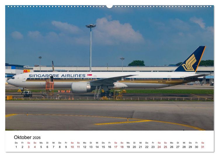 Produktbild: Singapore Airlines - Die ganze Flotte (hochwertiger Premium Wandkalender 2026 DIN A2 quer), Kunstdruck in Hochglanz